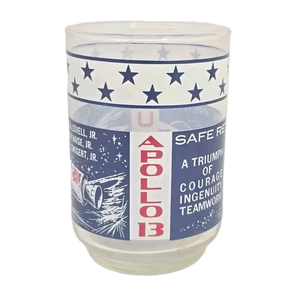Vtg Apollo 13 Libbey Safe Return NASA Commemorative Glass Tumbler‎ White U200